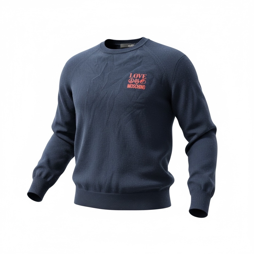 Love Moschino Men's Sweater in Navy and Red